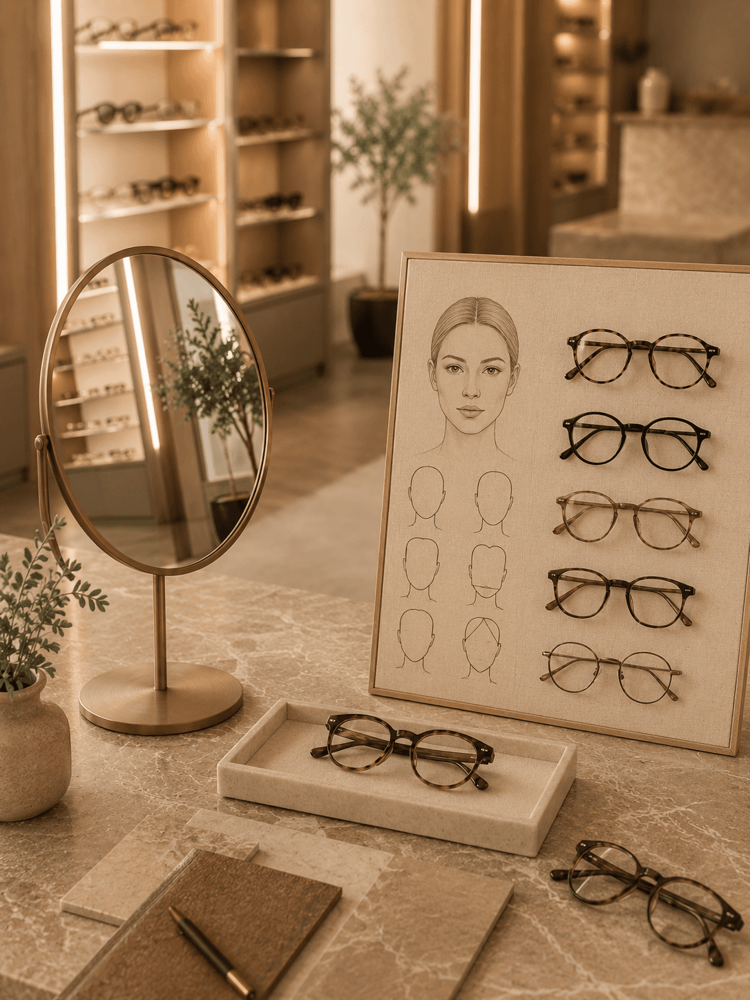 Frames chosen to suit a face shape